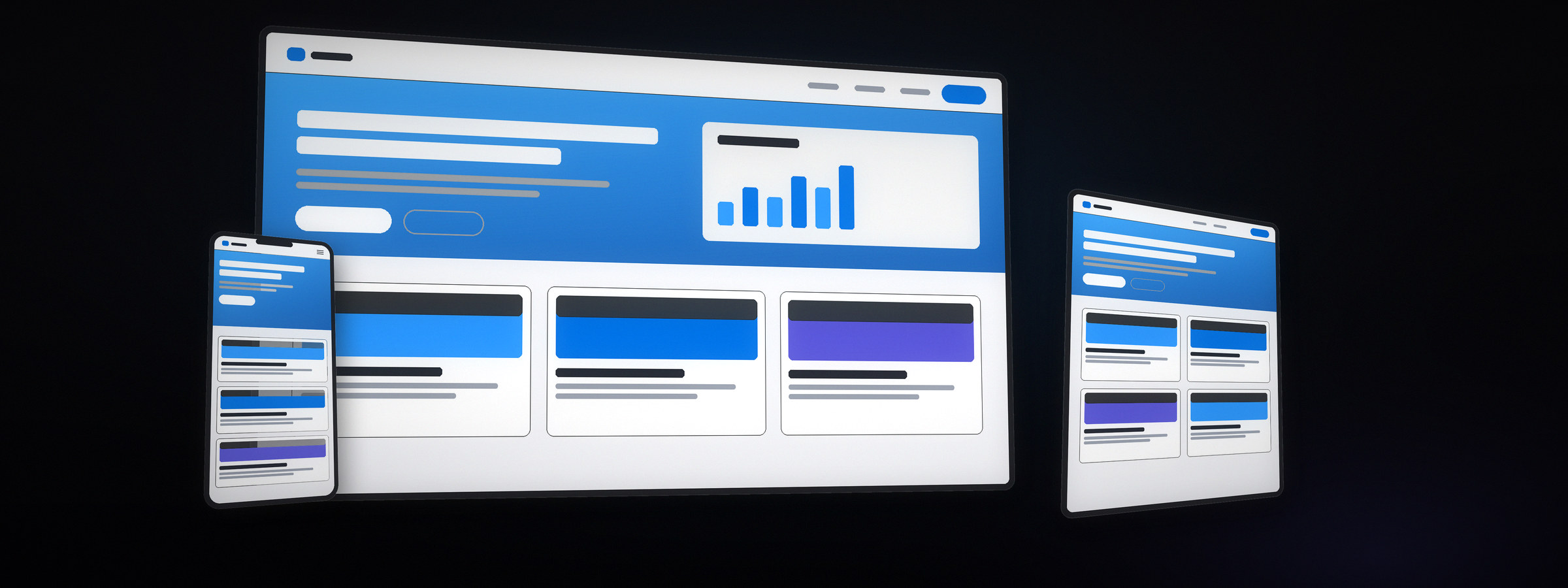 Lo stesso sito su desktop, tablet e smartphone